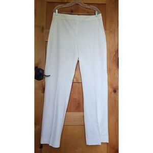 J Crew NWT 14 Tall White Cotton Blend Straight Leg Trouser Pants Classic Minimal
